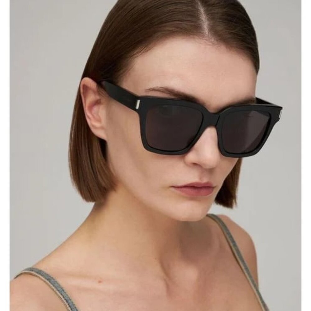 NEW Saint Laurent New Wave SL507 001 Black Grey Square Unisex Sunglasses SL 507 - Picture 11 of 11